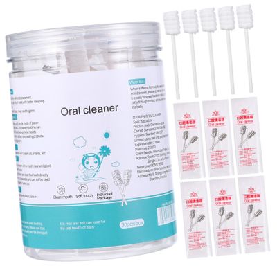 BUTIFULSIC 30Pcs Oral Cleaning Gauze Toothbrush with Long Handle Ergonomic Design for Newborn Tongue and Mouth Hygiene Care