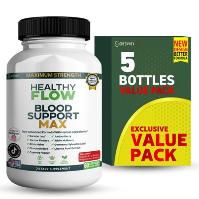 GREENVIFY Healthy Flow Blood Support Max, 60 Capsules, Herbal Supplement with Vitamins & Minerals (5)