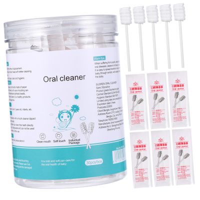 TOBBOMEY 30Pcs Toothbrush Gauze Oral Cleaner with Ergonomic Handle for Tongue and Mouth Cleaning Soft Absorbent Fabric for Gentle Oral Care and Efficient Hygiene Maintenance
