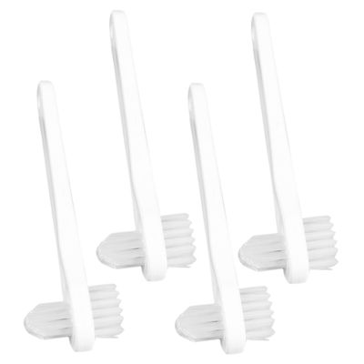 LIFKOME 4 pcs Small Double Head Denture Brush Portable Cleaning Toothbrushes Ergonomic Handle for Gentle Denture Care and Easy Travel Use