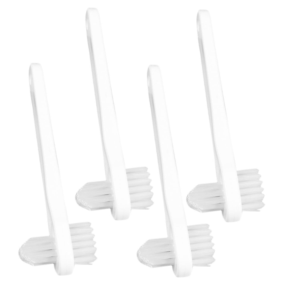LIFKOME 4 pcs Small Double Head Denture Brush Portable Cleaning Toothbrushes Ergonomic Handle for Gentle Denture Care and Easy Travel Use