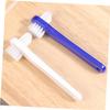 BELLIFFY 4 pcs Portable Denture Cleaning Toothbrushes with Double Heads Ergonomic Small Brush for Gentle Gum Care and Denture Cleaning Travel Friendly White view 2