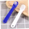 BELLIFFY 4 pcs Portable Denture Cleaning Toothbrushes with Double Heads Ergonomic Small Brush for Gentle Gum Care and Denture Cleaning Travel Friendly White view 4