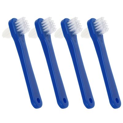 OFFIGAM 4 pcs Double Heads Denture Toothbrushes Portable Denture Brush Ergonomic Handle Small Lightweight Safe Plastic Material