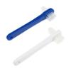 ERINGOGO 2pcs Dual Head Denture Cleaning Toothbrushes for False Teeth Care Double Sided Bristle Design with Large Multi Tufted and Angled Heads Non Slip Handle White Blue view 1