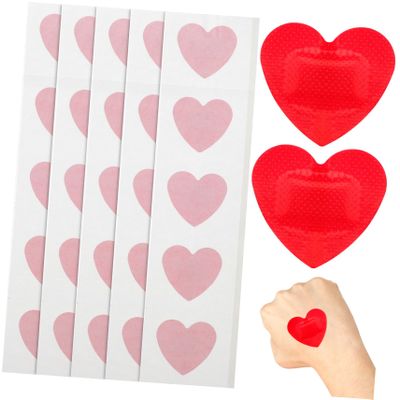 COOPHYA 25Pcs Heart Shaped Adhesive Bandages Self Adhesive Wound Patches Portable First Aid Hemostatic Stickers for Outdoor and Home Emergency Use