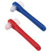 PartyKindom 2pcs Double Head Denture Toothbrush for Fake Teeth Care Small Ergonomic Handle with Firm Grip Oral Cleaner Brush for Deep Cleaning Dentures and Hard to Reach Areas Blue and Red view 1