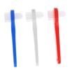 Garneck 3Pcs Double Sided Denture Toothbrushes with Medium Bristles for Adult Denture Cleaning Small Head for Hard to Reach Areas Comfortable Handles in White Red Blue view 1