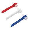ADOCARN 3Pcs Small Double Sided Denture Toothbrush with Ergonomic Handle for Adults Comfortable Grip Dental Cleaning Brush for Hard to Reach Areas for Braces and Retainers White Red Blue