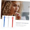 ADOCARN 3Pcs Small Double Sided Denture Toothbrush with Ergonomic Handle for Adults Comfortable Grip Dental Cleaning Brush for Hard to Reach Areas for Braces and Retainers White Red Blue view 3