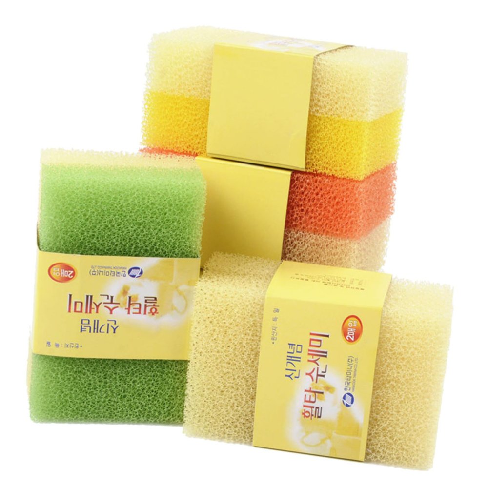 Wakauto 10pcs Kitchen Dishwashing Sponge Pads Simulation Loofah Cleaning Sponges with Strong Water Absorption and Non Scratch Scrubbing Surface Random Colors Random Color
