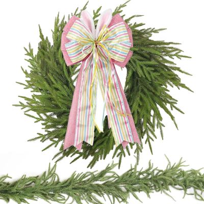 Christmas Wreaths for Front Door - Bead Grass Greenery Wreath 22" - Farmhouse Rustic Holiday Decor for Indoor Outdoor Walls Windows Porches (Diameter 22 inch)