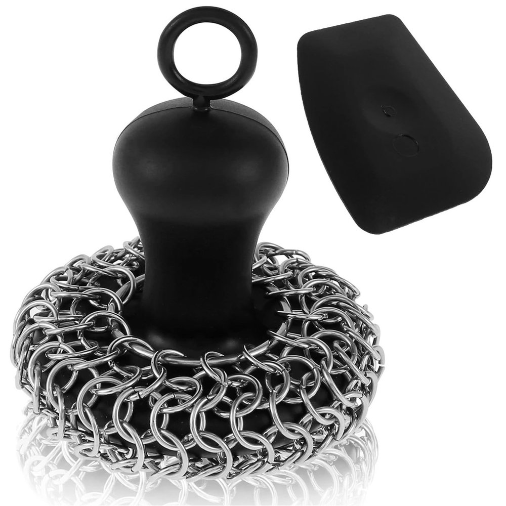 LKHFOAQM 20Pcs Cast Iron Scrubber Food Grade Stainless Steel Chainmail Scrubber with Heat Resistant Pan Scraper Anti-Rust Brush(20pcs Wire brush)