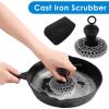 LKHFOAQM 20Pcs Cast Iron Scrubber Food Grade Stainless Steel Chainmail Scrubber with Heat Resistant Pan Scraper Anti-Rust Brush(20pcs Wire brush) view 3