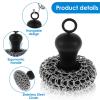 LKHFOAQM 20Pcs Cast Iron Scrubber Food Grade Stainless Steel Chainmail Scrubber with Heat Resistant Pan Scraper Anti-Rust Brush(20pcs Wire brush) view 4