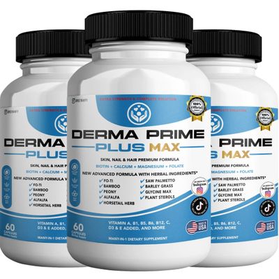 GREENVIFY Derma Prime Plus Max Hair Skin Nail Supplement, 60 Capsules, with Biotin 5000mcg, Vitamins, Minerals, Herbal Blend (3)