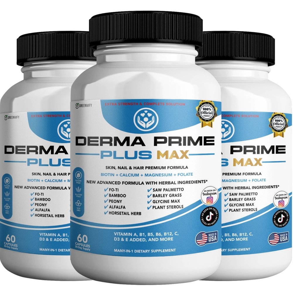 GREENVIFY Derma Prime Plus Max Hair Skin Nail Supplement, 60 Capsules, with Biotin 5000mcg, Vitamins, Minerals, Herbal Blend (3)