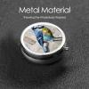 Blue Bird Collage Newspaper Graffiti Round Pill Case, Portable Pill Box for Pocket Metal Medicine Vitamin Organizer 3 Compartment Three Times A Day view 4