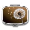 Blown Dandelion Blossom Travel Pill Organizer - Daily Pill Box to Hold Vitamins, Portable Pill Case Cod Liver Oil Storage Box with 2 Compartment for Pocket Purse view 1