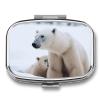 Snow Animal Polar Bear Travel Pill Organizer - Daily Pill Box to Hold Vitamins, Portable Pill Case Cod Liver Oil Storage Box with 2 Compartment for Pocket Purse view 1