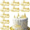 10 Pcs Christmas Cake Toppers Mirror Gold Acrylic Cupcake Topper Side Cake Decorations Xmas Tree Elk Merry Christmas Cake Topper Picks for Winter Xmas Party Cake Desserts Decor view 1