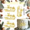 10 Pcs Christmas Cake Toppers Mirror Gold Acrylic Cupcake Topper Side Cake Decorations Xmas Tree Elk Merry Christmas Cake Topper Picks for Winter Xmas Party Cake Desserts Decor view 2