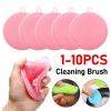 LKHFOAQM 10-1PCS Silicone Cleaning Brushes Soft Silicone Scouring Pad Washing Sponge Dish Bowl Pot Cleaner Washing Tool Kitchen Accessori(2 pcs) view 3