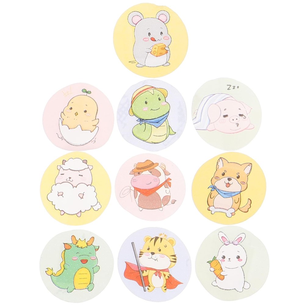 120pcs Cartoon Animal Round Adhesive Bandages for Breathable Wound Care Patches Self Adhesive Mini Bandages with Absorbent Pad and Scrapes