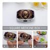 Portable Pill Organizer Baroque Metal Skull Small Pill Box 2 Compartment Medicine Vitamin Organizer Travel Medicine Organizer with Mirror & Button Closure Cute Medication Case for Purse view 4