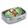 Portable Pill Organizer Rhesus Monkey Small Pill Box 2 Compartment Medicine Vitamin Organizer Travel Medicine Organizer with Mirror & Button Closure Cute Medication Case for Purse view 3
