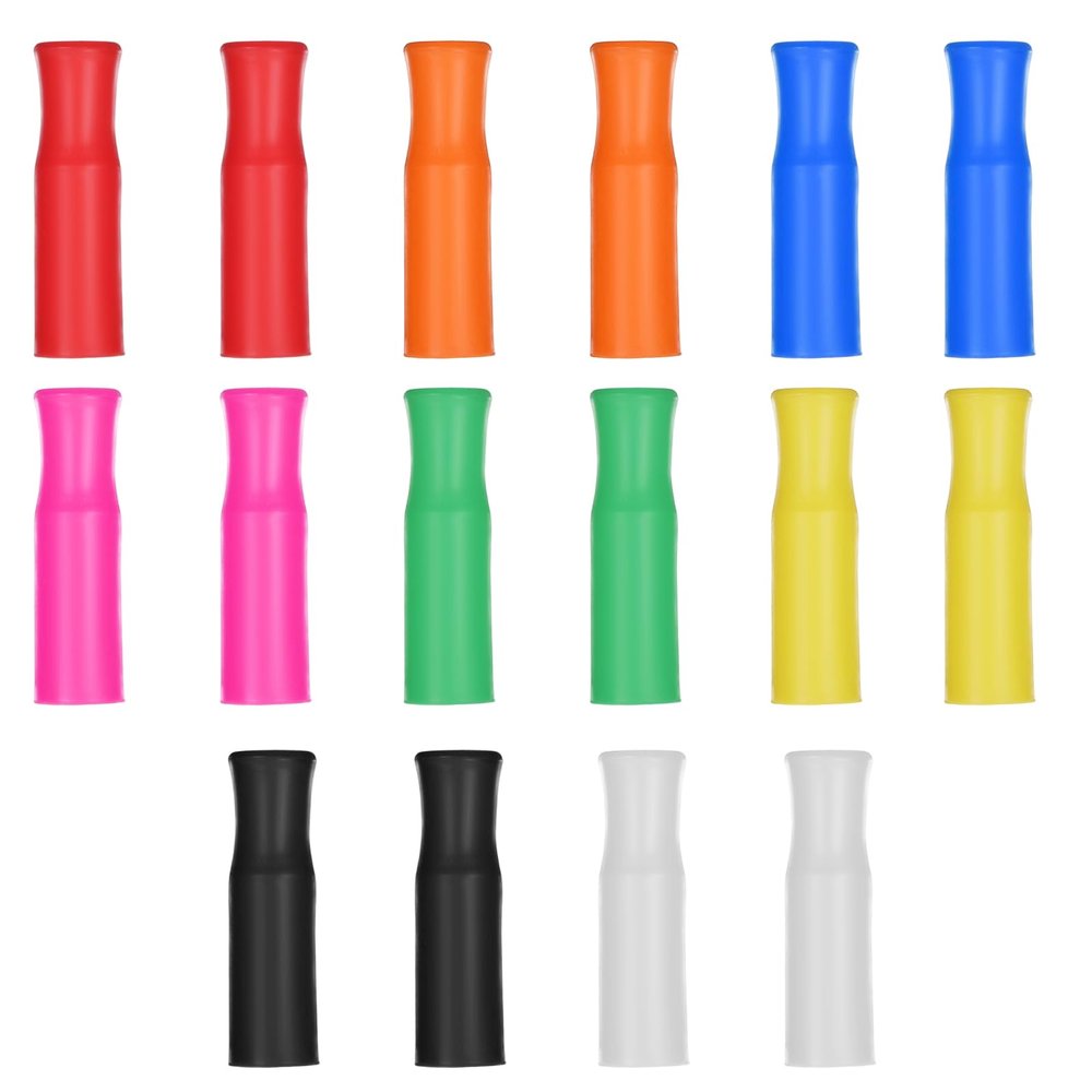 16 PCS Silicone Straw Tips for Metal Straws Reusable Straw Tip for 0.32" (8mm) Diameter Stainless Steel and Glass Straws