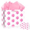 Pink Soccer Gift Bag Party Decorations Soccer Wrapping Paper Bags with Tissue Paper Greeting Card Birthday Party Favor Bag for Girls Kids Teens Sports Fan Sport Themed Team Supplies Decor Baby Shower view 1