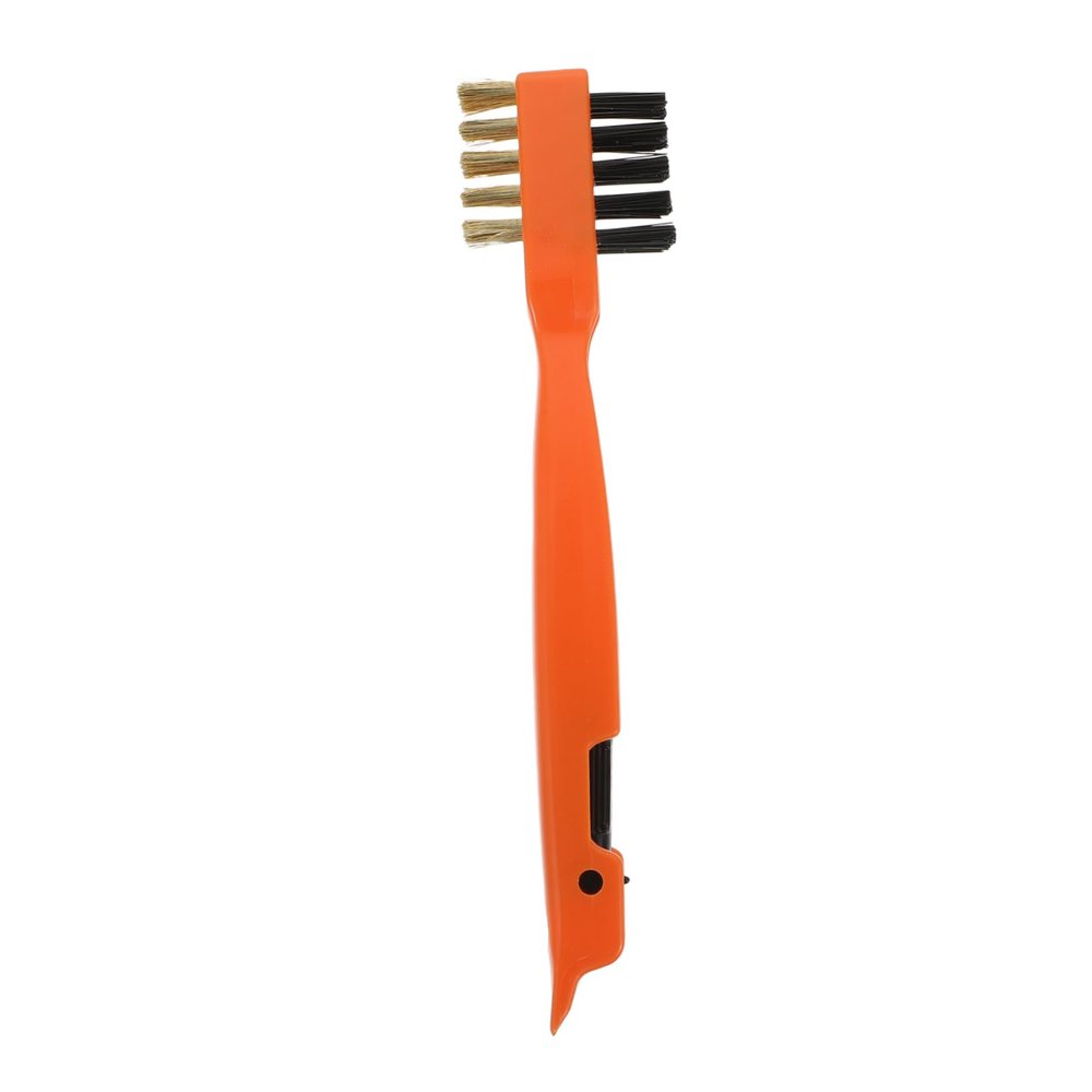Didiseaon Multipurpose Cooktop Cleaning Brush with Bristles for Kitchen Stove and Counter Oil and Rust Removal Reusable Household Scrub Tool in Orange