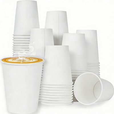 100 Pack 12 oz White Disposable Coffee Cups,White Hot/Cold Beverage Drinking Cup for Cold and Hot Drinks