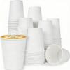 100 Pack 12 oz White Disposable Coffee Cups,White Hot/Cold Beverage Drinking Cup for Cold and Hot Drinks view 1