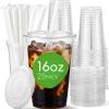 25 Pack 16oz Clear Plastic Cups with Lids and Straws, Disposable Drinking Cups for Cold Beverage Juice Smoothie Crystal for Coffee Shops Party Catering view 1