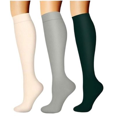 Sports Compression Calf Socks Set - Sequential Support, Anti-Friction, 50%-70% Polyester, 3-8 Pairs for Running Casual(3pairs-19,S/M)