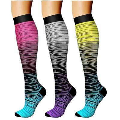 Sports Compression Calf Socks Set - Sequential Support, Anti-Friction, 50%-70% Polyester, 3-8 Pairs for Running Casual(3pairs-28,S/M)