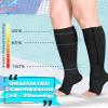Athbavib 2 Pairs Compression Socks for Women & Men with Zipper 15-20 mmhg, Wide Calf Open Toe Plus Size Compression Socks Men, Knee High Compression Stockings for Flying Nurses Pregnant Women Travel view 3