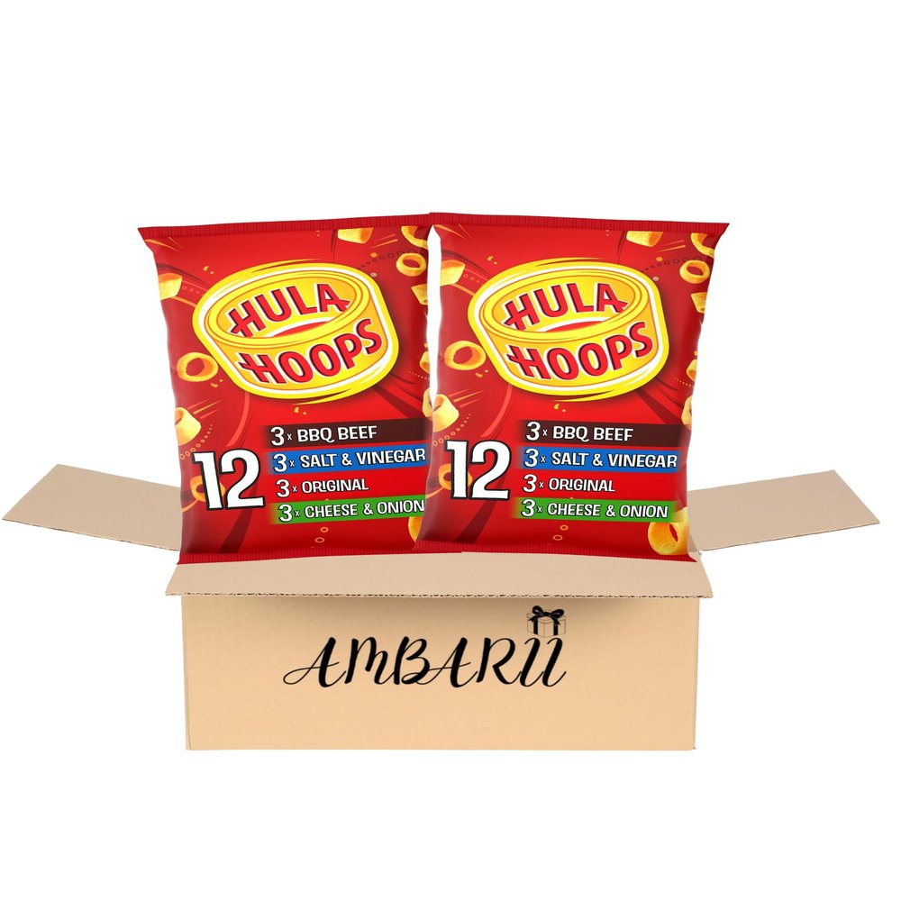 AMBARII Hula Hoops Classic Variety Multipack Crisps 12 Pack x 2, Assorted Crisps Multipack, Classic Variety Pack