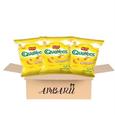 AMBARII Walkers Quavers Cheese Flavored Crisps, Snack Pack, 6 Count, Pack of 3