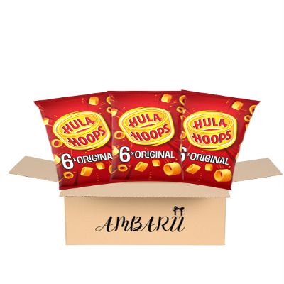 AMBARII KP Hula Hoops Original Crisps 6 Pack x 3, Pototo Chips Snack.
