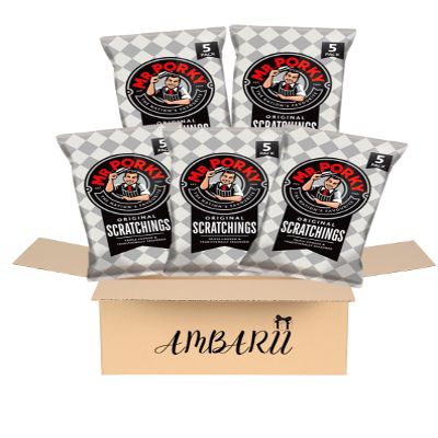 AMBARII Mr. Porky Original Scratchings Crisps (5 x 16.5g) Pack of 5