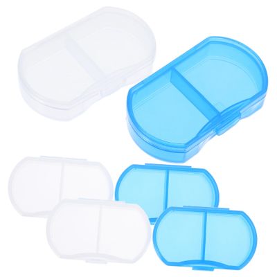 VALICLUD 6Pcs Small Medicine Box Organizer Portable Travel Pill Case Seal PP Material Two Compartments for Daily Vitamins and Medication Storage