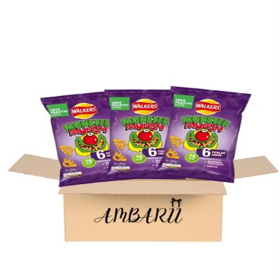 AMBARII Monster Munch Pickled Onion Flavored Snacks, 6 Count Multipack, 3 pack
