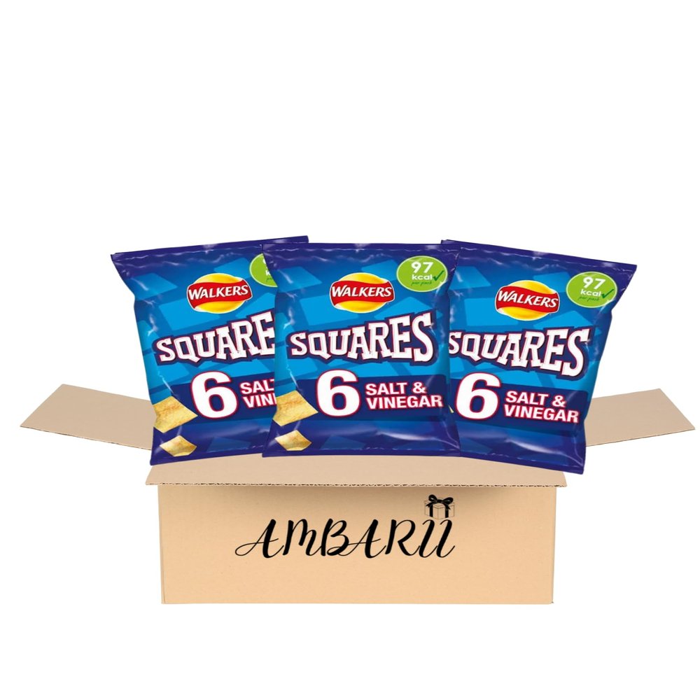 AMBARII Walkers Squares Salt and Vinegar Crisps Pack of 6 X 3