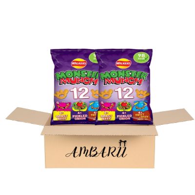 AMBARII Monster Munch Variety Crisps Pack Pack of 12 x 2