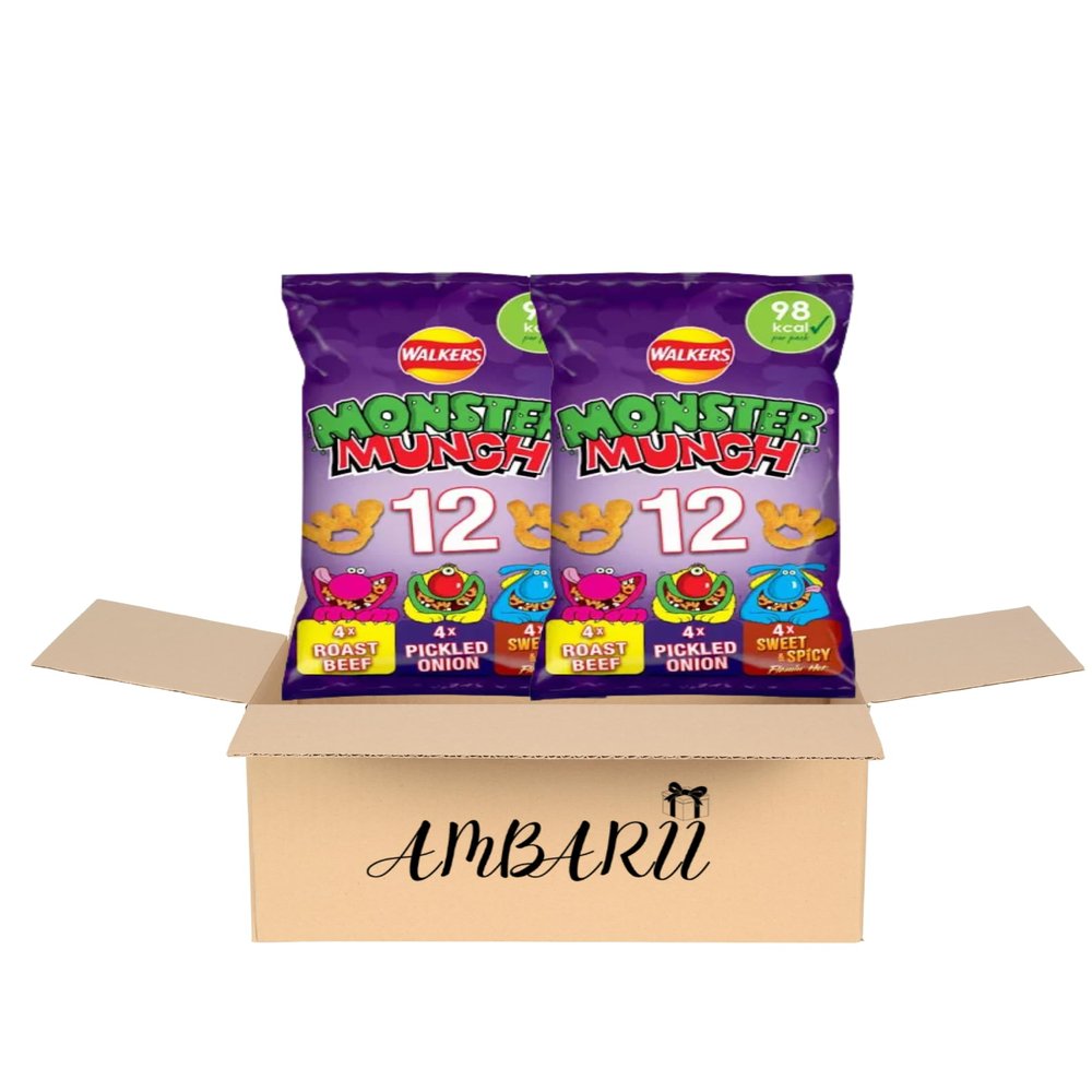 AMBARII Monster Munch Variety Crisps Pack Pack of 12 x 2