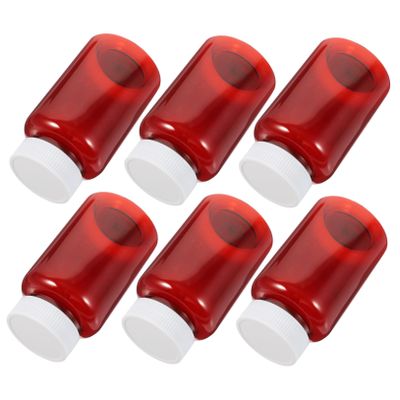 PartyKindom 6 pcs Amber Pills Bottles with Caps Empty Medicine Containers for Safe Pill Storage Pet Material Portable for Travel and Home Use