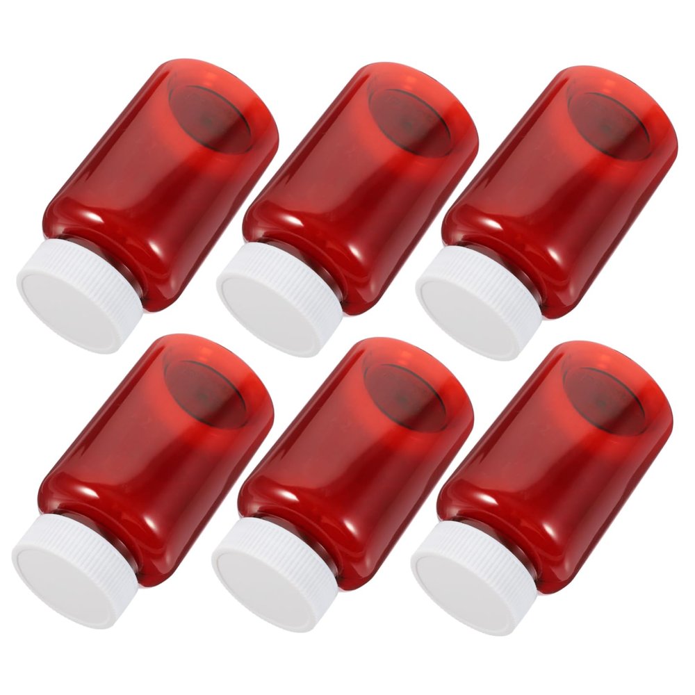 PartyKindom 6 pcs Amber Pills Bottles with Caps Empty Medicine Containers for Safe Pill Storage Pet Material Portable for Travel and Home Use